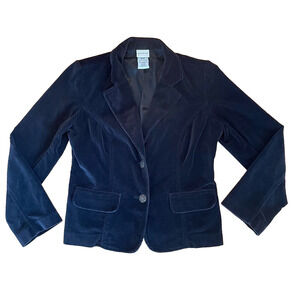 Vintage Womens Blazer Suit Jacket Black Velvet Sz S Lined Office Whimsigoth Boho